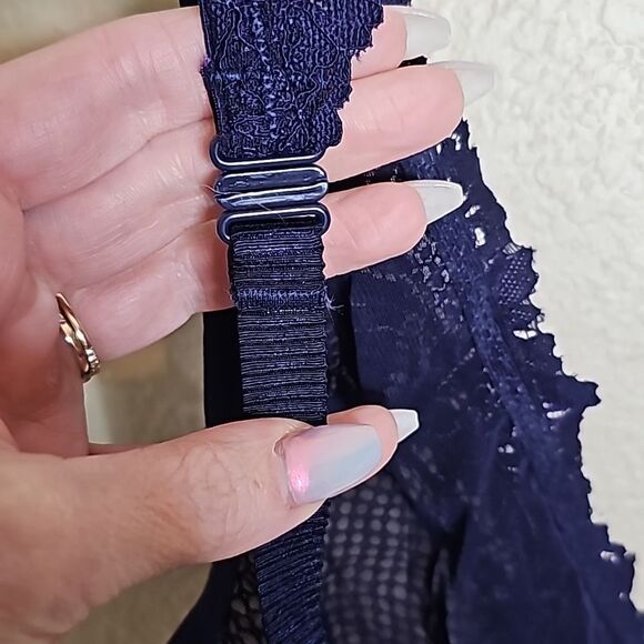 NWT Le Mystere Lace Allure Longline convertible underwire bra 36D Blue - Picture 9 of 9